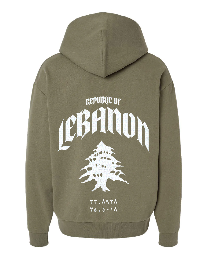 Lebanon Republic Oversized Hoodie Olive Green