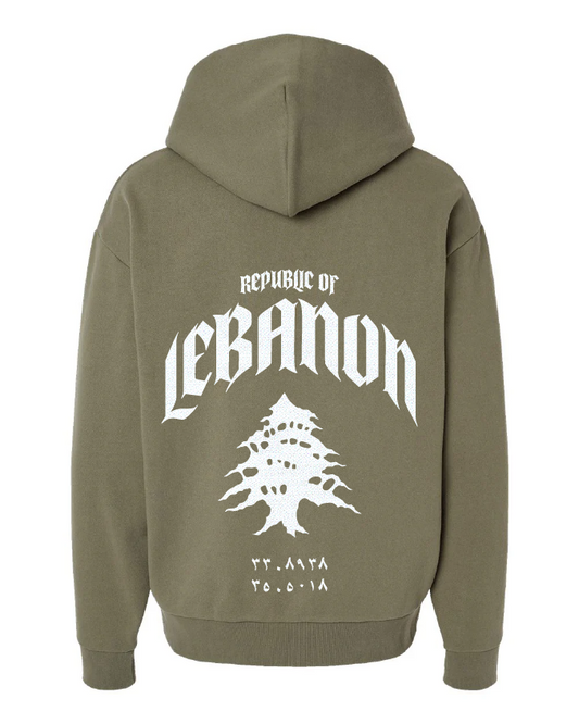 Lebanon Republic Oversized Hoodie Olive Green